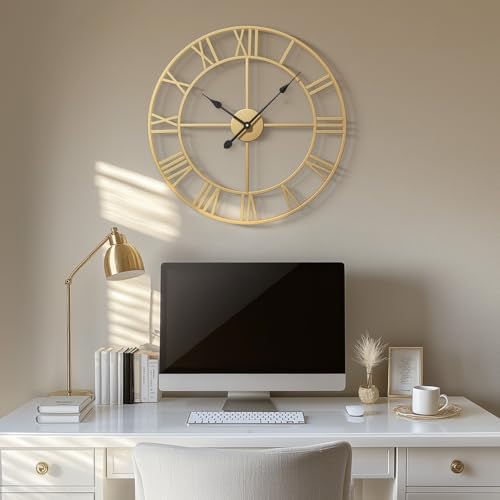 Cuspin 24 Inch Large Gold Wall Clock Decorative Wall Clocks for Living Room - Image 3