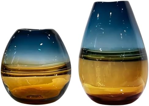 Glass Handmade Decorative Vase Ombre Centerpiece Vase with Yellow Base, Flower Vase for Home Decoration (Tall vase) - Image 5