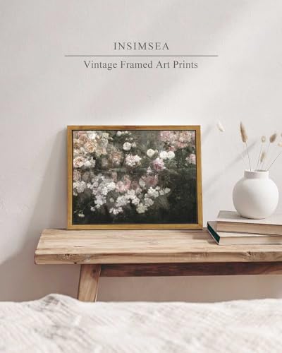InSimSea Framed Canvas Wall Art, Vintage Country Garden in May Flower Wall Art, Rustic Wall Decor for Bedroom, Living Room, Bathroom, 8"x10" - Image 2