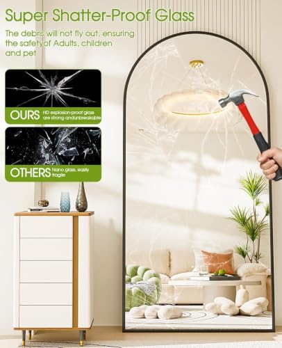 81"×41" Floor Mirror Full Length Arched Full Length Mirror Black - Image 5