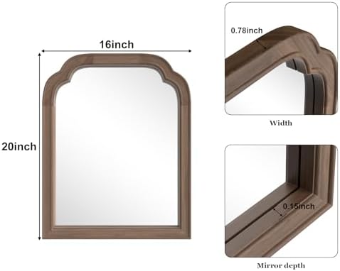 WallBeyond Wood Bathroom Mirrors for Wall Mounted, 16" x 20" Rustic Wood Frame Wall Mirrors Decorative for Living Room or Bedroom Vanity Mirror (Walnut) - Image 5