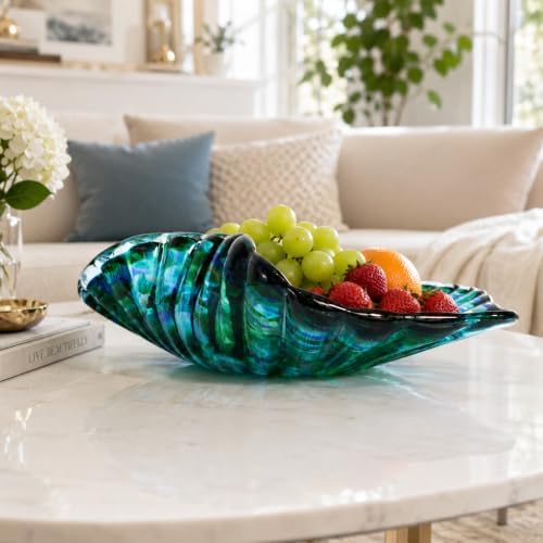 Hand Blown Glass Bowl Decorative Dish Fruit Bowl Home Decor - Image 2