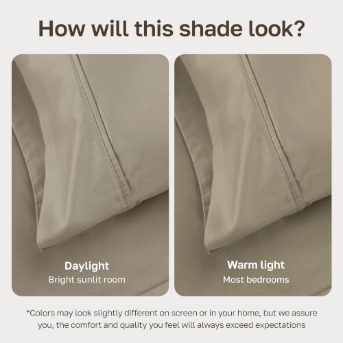 California Design Den 100% Cotton Sateen California King Bed Sheets, Taupe - Image 4