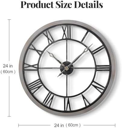 Cuspin 24 Inch Farmhouse Wall Clock, Rustic Clocks for Living Room Decor - Image 6