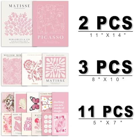 ANERZA 16 PCS Pink Wall Art Decor, Matisse Gallery Wall Prints for Bedroom, Light Pink Posters for Room Aesthetic, Collage Kit Pictures for Living Room, Teen Girls Dorm Home Artwork - Image 2