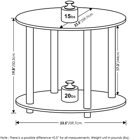 Furinno Turn-N-Tube Toolless 2-Tier Round Coffee Table, Amber Pine - Image 3