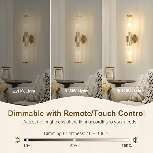 Morauroral Sand Nickel Battery Operated Wall Sconces Set of Two - Image 2