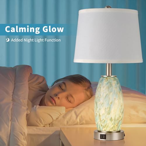 Lovlast 23.5" Coastal Modern Glass Table Lamp for Living Room Bedroom - Image 3