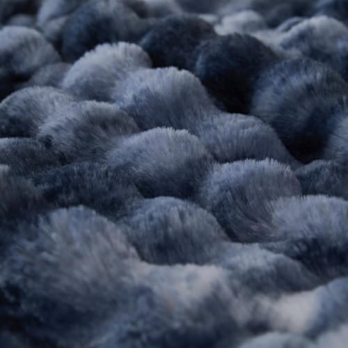 COOVA Soft Bubble Faux Fur Throw Blanket, 50"x60", Tie-dye Blue - Image 5