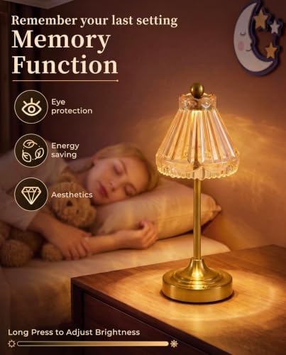 Cordless Small Table Lamp, 5200mAh Rechargeable Glass Lamp - Image 2