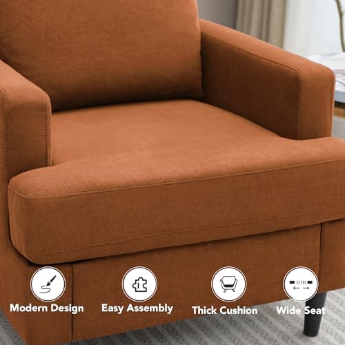 Weture Mid-Century Accent Chair, Orange Armchair Living Room Chairs, 2 Pack - Image 3