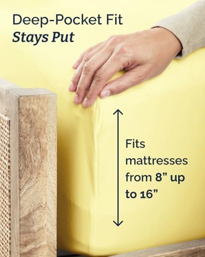 Twin Size 3 Piece Sheet Set - Comfy Breathable & Cooling Sheets - Yellow - Image 4