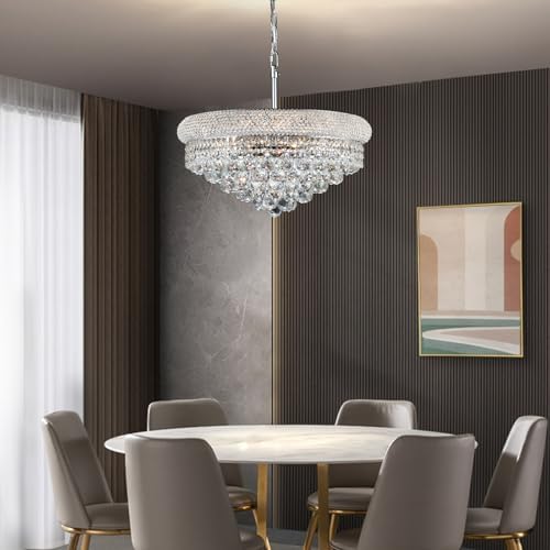 Chrome Crystal Chandeliers for Dining Room，9-Lights D22 Inch - Image 2