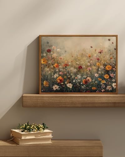 InSimSea Framed Canvas Wall Art Vintage Decor, Wall Decor for Living Room Bedroom Office Bathroom, Nature Landscape Flower Wildflower Oil Painting Prints, Home Desk Decorations, 12x16inch - Image 2