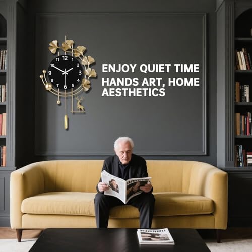 SIN&MI Large Wall Clocks for Living Room, Metal Wall Art Decoration,Silent Non Ticking,Battery Operated Oversized Round Modern Wall Clock for Bedroom,Farmhouse,Office Wall Decor/16 * 26Inch - Image 6