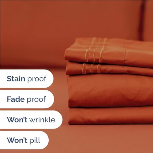 Full Size 4 Piece Sheet Set - Breathable & Cooling Sheets - Terracotta - Image 5