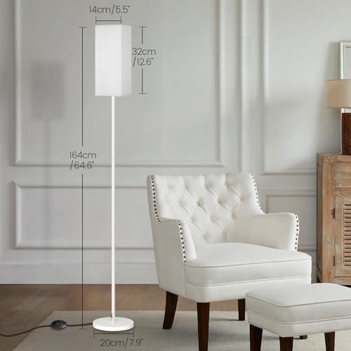 64.6" Floor Lamp, Pole with Foot Switch, Modern Standing Lamp Lampshade, Minimalist Freestanding Lamp (Bulb Not Included), for Living Room, Bedroom Office ETL Listed, White WCW07LD05 - Image 2