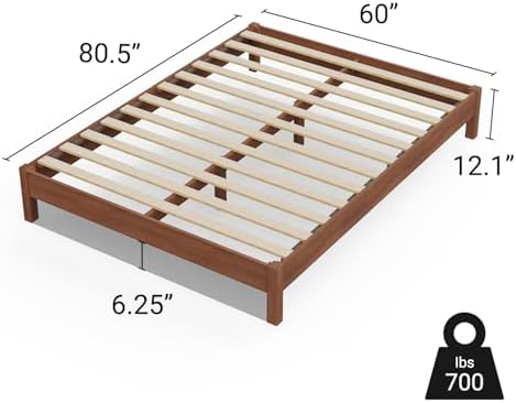 LIFEMENT Queen Bed Frame Signature Wood Platform, Noise Free, Under Bed Storage, No Box Spring Needed, Easy Assembly, Cherry - Image 2