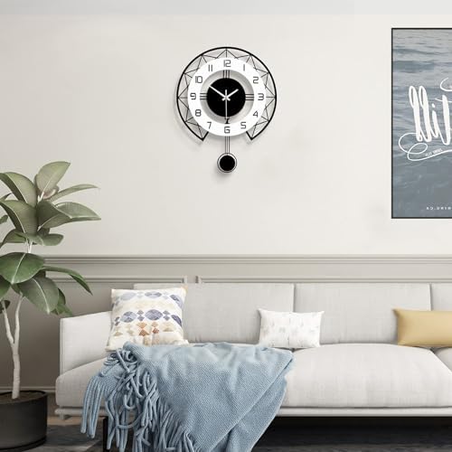 Large Wall Clock for Living Room Decor Modern Silent Pendulum Wall Clock for Home House Kitchen Bedroom Decorative Big Wall Clock Non Ticking Battery Operated Quartz for Indoor Bathroom 14 Inch by CreativeClock