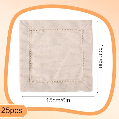 25pcs Linen Cocktail Napkins, Reusable Square Cocktail Napkins - Image 2