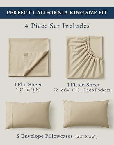 LANE LINEN California King Bed Sheets 100% Organic Cotton Cooling - Linen - Image 4