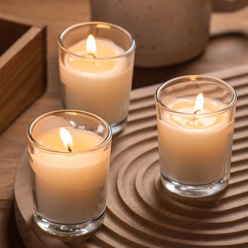 Housecret 72 Pack Warm White Unscented Clear Glass Filled Votive Candles. Hand Poured Wax Candle Ideal Gifts for Aromatherapy Spa Weddings Birthdays Holidays Party - Image 7