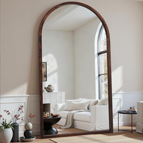 Suidia Full Length Mirror, Oversized Floor Mirror with Solid Wood Frame, Large Standing Mirror for Bedroom Living Room, Wood Antique Style, Dark Walnut, 82" L x 44" W - Image 2