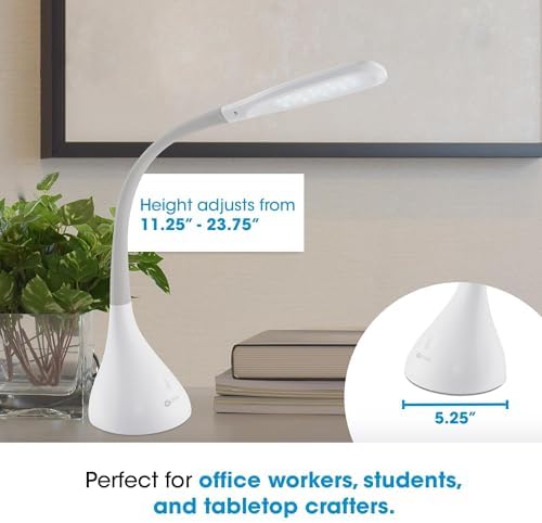 OttLite Creative Curves LED Desk Lamp with USB Port, White/Grey - Image 5