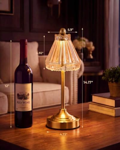 Cordless Small Table Lamp, 5200mAh Rechargeable Glass Lamp - Image 5