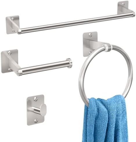 KLJKPA Brushed Nickel Bathroom Accessories Set, 4 PCS Bathroom Hardware Set by KLJKPA