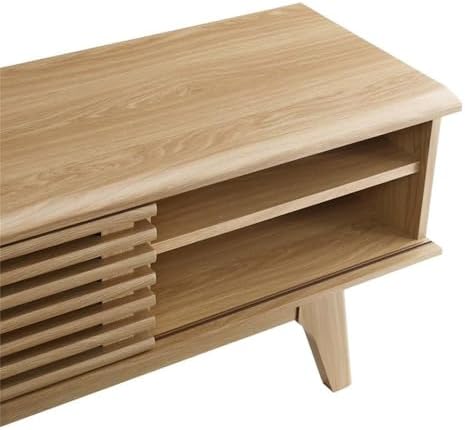 Modway Render Mid-Century Modern Low Profile 70 Inch Media Console TV Stand in Oak, 70" - Image 6