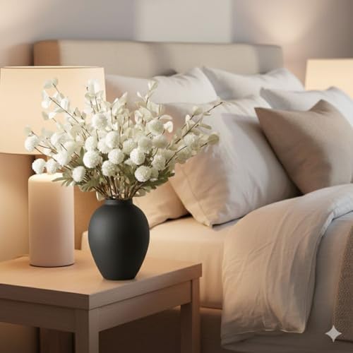 SilkSerenade Large Black Matte Flower Vase for Bedroom Kitchen Living Room Table, Contemporary Farmhouse Decorative Ella Flowers Iron Vases, Rustic Tall Earthy Wabi Sabi Modern Centerpieces Home Decor - Image 4