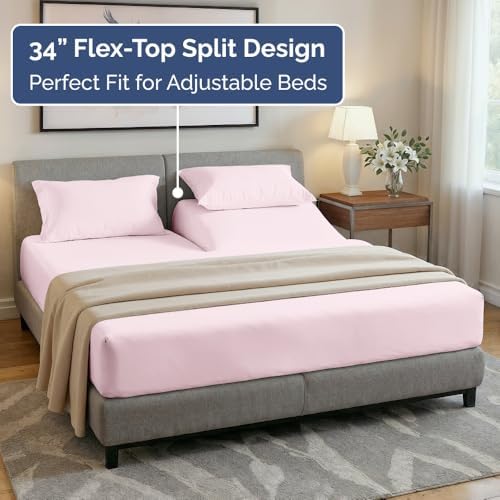 Flex Top Split Head King 4 Piece Sheet Set - Soft & Cooling - Lavender Pink - Image 3