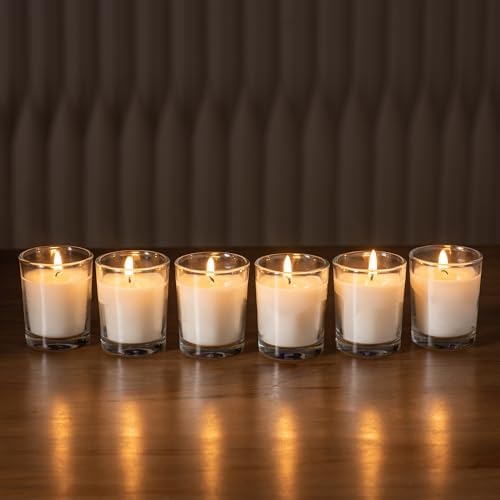 Housecret 72 Pack Warm White Unscented Clear Glass Filled Votive Candles. Hand Poured Wax Candle Ideal Gifts for Aromatherapy Spa Weddings Birthdays Holidays Party - Image 5