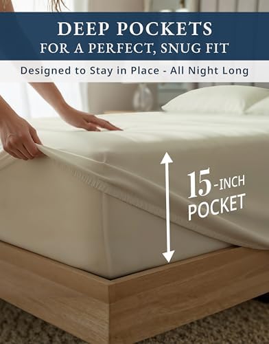 LANE LINEN Cooling Queen Sheet Set 100% Egyptian Cotton Sateen - Linen - Image 6