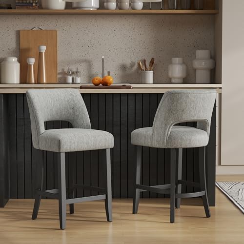 VKNOW Bar Stools Set of 2, 26" Upholstered Counter Height Bar Stools by VKNOW