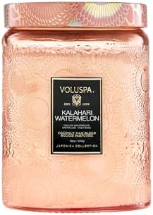 Voluspa Kalahari Watermelon, Large Candle Jar, 18 oz, 100 Hour Burn Time, Coconut Wax for Clean Burning, Handcrafted in the USA by Unknown