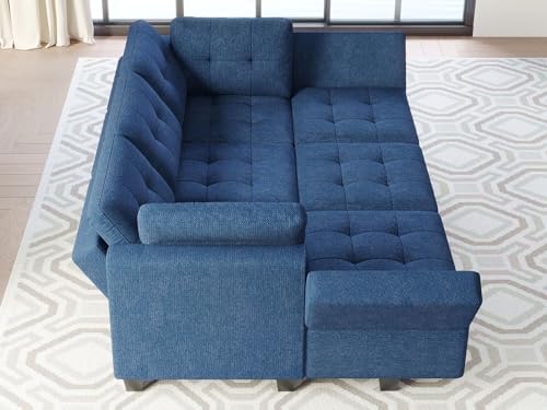 Belffin Modular Sectional Sofa with Storage Sectional Sleeper Couch Modular Sofa Bed for Living Room Blue - Image 5