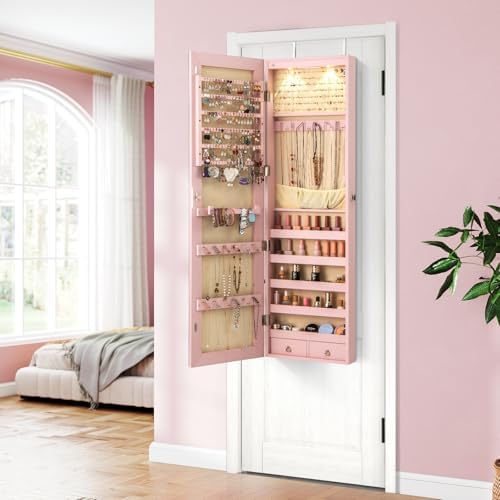 GIANTEX Wall or Door Mounted Jewelry Armoire with Full Length Mirror, 47.5" - Image 3