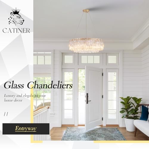 CATINER Modern 24" Crystal Glass Chandelier 10-Light Gold Chandeliers - Image 5