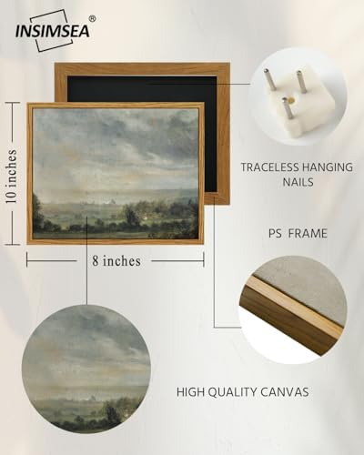 InSimSea Framed Canvas Wall Art, Vintage Decor - Classical Scenery, Vast Grassland Painting - Living Room, Bedroom, Bathroom Wall Decor - 8"x10" - Image 3
