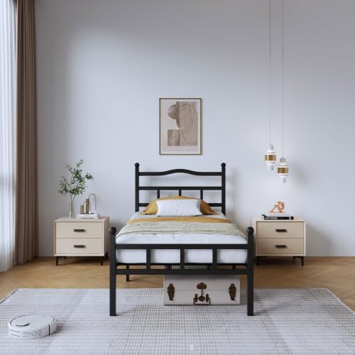 SHOANED Metal Bed Frame with Headboard & Footboard - 14 Inch Twin XL Size Heavy Duty Bedframe Black Basic Steel Slats Platform No Box Spring Needed/Easy Assembly/Noise Free - Image 5
