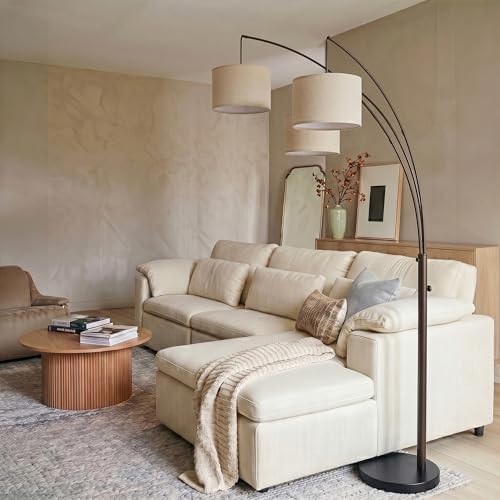 Brightech Trilage Arc Floor Lamp - Large Standing Lamp with 3 Fabric Shades & LED Bulbs for Living Room Over the Sofa, Reading, Multi-Head Traditional Tree Floor Lamp for Bedroom - Oil Rubbed Bronze - Image 6