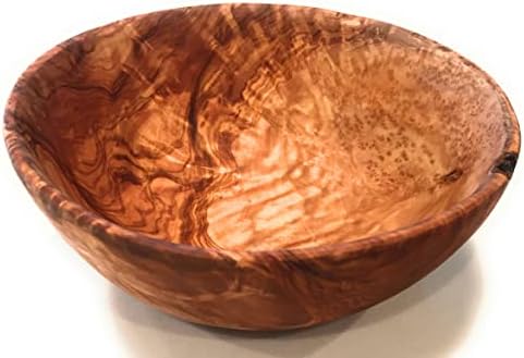 8" Artisan Olive Wood Serving Bowl Wooden Farmhouse Décor Bowl for Fruit, Salads, Snacks, Dips, Keys, Potpourri. In Small 6", Med 7", Lg 8", XL 11", XXL 12". (Large 8 inch) by OrchardHardwoods