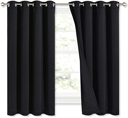 NICETOWN Black 100% Blackout Curtains for Kids Room 52" w x 63" L 2 Panels by NICETOWN