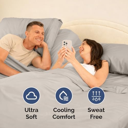Flex Top Split Head King 4 Piece Sheet Set - Soft & Breathable - Light Grey - Image 5