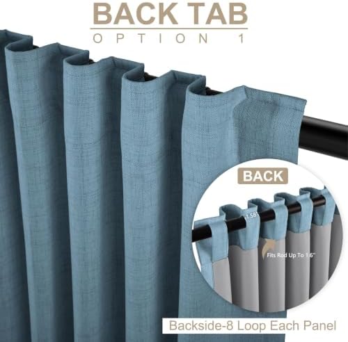 Faux Linen Total Blackout Curtains for Bedroom 80 Inches Long, Stone Blue - Image 3