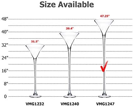 WGV Large Martini Glass Vase, Open 12", Height 47", Base 8", (Multiple Sizes Choices) Clear Wine Fruit Planter Floral Container, Wedding Centerpieces, Event Home Decor, 1 Piece (VMG1247) - Image 3