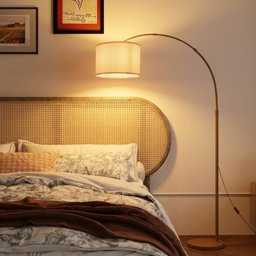 White Arc Floor Lamp, Modern Standing Lamp with Marble Base - Image 3