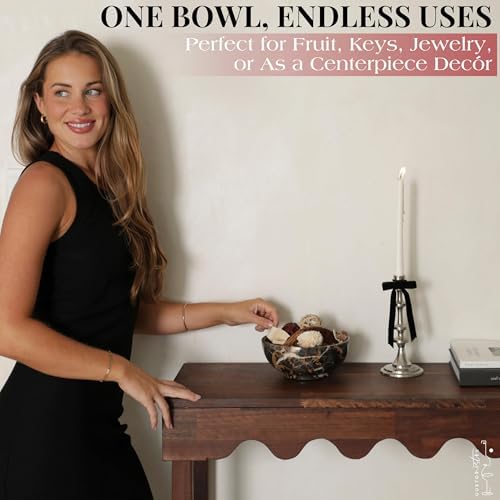 Gusto Nostro 8" Luxury Black Marble Decorative Bowl for Coffee Table - Elegant Decorative Fruit Bowl for Kitchen Counter - Heavy Stone Entryway Catch All for Keys, Potpourri Holder Centerpiece, Medium - Image 5